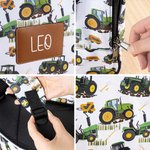Personalised Green Tractor Design Kid Travel Backpack with Pen Case and Name Back to School  Birthday Gift for Boys Girls