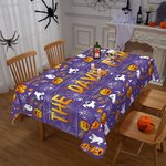Personalized Trick or Treat Ghost Witch Pumpkin Spider Web Tablecloth with Text Halloween Party Decoration Holiday Gift for Family