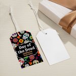 Personalized Mexican Floral Sugar Skull Gift Tags Stickers with Text Set of 24 Halloween Day of the Dead Decor Party Favors