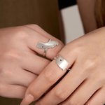 Personalized US State Shape Sterling Silver Ring with Love City Birthday Anniversary Wedding Gift for Women