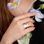 Personalized US State Shape Sterling Silver Ring with Love City Birthday Anniversary Wedding Gift for Women