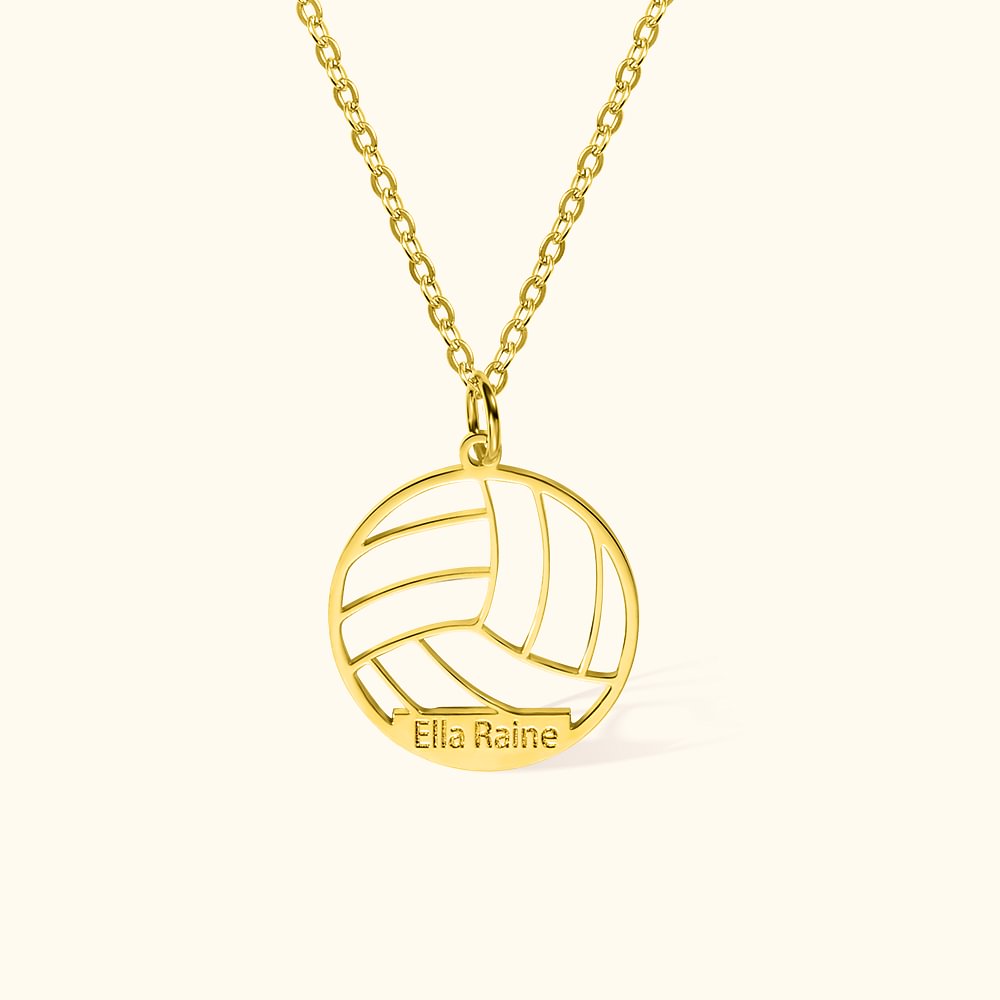 Pendentif Rond Personnalisable avec Prénom Gravé Collier Volley-Ball Bijoux Thème Sport Cadeau Anniversaire pour Équipe Joueur Entraîneur