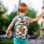 Personalised Green Tractor Design Kid Travel Backpack with Pen Case and Name Back to School  Birthday Gift for Boys Girls