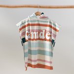 Personalised Vintage Colored Stripes Soft Quick Dry Kid Hooded Beach Towel with Name Summer Vacation Beach Accessories Gift for Kids