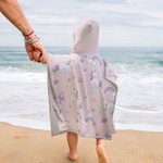 Personalized Quick Dry Sand Free Pink Cartoon Rainbow Fantasy Unicorn Hooded Beach Towel with Name Birthday Summer Gift for Girl