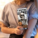 Personalized Skeleton Just Waiting for Halloween Pumpkin 20oz Name Tumbler with Lid Straw Funny Halloween Holiday Gift for Family Friend