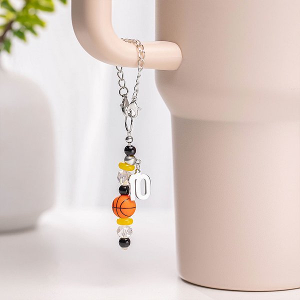 Personalized Handmade Silicone Sports Ball Water Bottle Handle Charm with Number for Stanley Tumbler Birthday Game Day Gift for Sport Lover