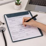 Appunti A4 personalizzati con nome e testo per la settimana dell'infermiere, con disegno floreale multicolore dello stetoscopio.