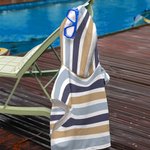 Personalised Vintage Colored Stripes Soft Quick Dry Kid Hooded Beach Towel with Name Summer Vacation Beach Accessories Gift for Kids