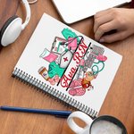 Personalized Nurse Hat Stethoscope Medical Element 120 Pages A5 Lined Spiral Notebook with Name Graduation Appreciation Gift for Nurse Medical Student