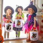 Personifierad återanvändbar pumpa, godis eller snacks namnpåse med handtag godis festtillbehör halloween present till barn