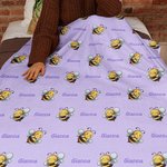 Personalisierte niedliche Biene weiche Decke mit Namen Baby Dusche Kindertag Geburtstag Geschenk für Kinder Frauen Mädchen