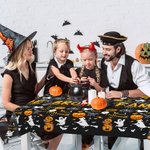 Personalized Trick or Treat Ghost Witch Pumpkin Spider Web Tablecloth with Text Halloween Party Decoration Holiday Gift for Family