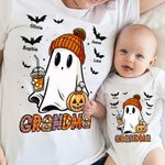 Personalized Cute Ghost Bat Kid Aldult T-shirt Baby Bodysuit Halloween Gift for Family Friend