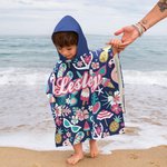 Personalised Quick Dry Sand Free Tropical Holiday Flamingos Hooded Beach Towel with Name Birthday Summer Gift for Kid