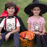 Personalized Cute Ghost Bat Kid Aldult T-shirt Baby Bodysuit Halloween Gift for Family Friend