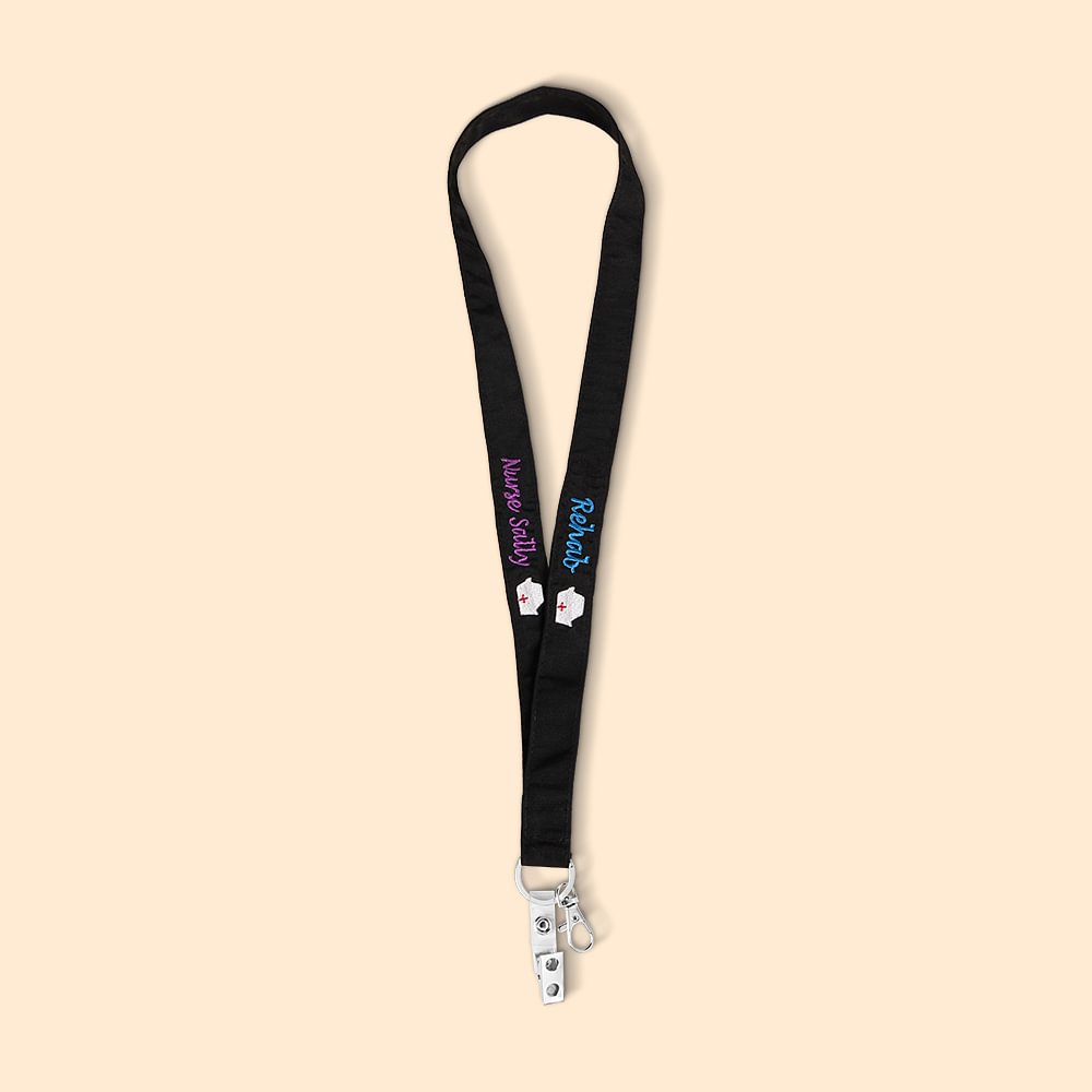 Porte-badge personnalisé avec texte brodé et icône médicale Cadeau de remerciement pour le personnel de santé Infirmière Médecin