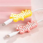 Personalized 3D Printed Coquette Bow Name Cable Protector with 1.5m Charging Cable for iPhone Micro USB Type C Phone Accessory Gift for Women Girls