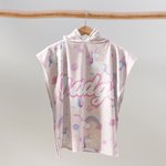 Personalized Quick Dry Sand Free Pink Cartoon Rainbow Fantasy Unicorn Hooded Beach Towel with Name Birthday Summer Gift for Girl