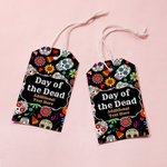 Personalized Mexican Floral Sugar Skull Gift Tags Stickers with Text Set of 24 Halloween Day of the Dead Decor Party Favors