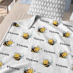 Personalisierte niedliche Biene weiche Decke mit Namen Baby Dusche Kindertag Geburtstag Geschenk für Kinder Frauen Mädchen