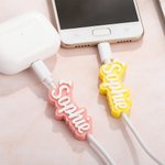 Personalized 3D Printed Coquette Bow Name Cable Protector with 1.5m Charging Cable for iPhone Micro USB Type C Phone Accessory Gift for Women Girls