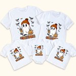 Personalized Cute Ghost Bat Kid Aldult T-shirt Baby Bodysuit Halloween Gift for Family Friend