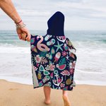 Personalised Quick Dry Sand Free Tropical Holiday Flamingos Hooded Beach Towel with Name Birthday Summer Gift for Kid