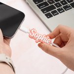 Personalized 3D Printed Coquette Bow Name Cable Protector with 1.5m Charging Cable for iPhone Micro USB Type C Phone Accessory Gift for Women Girls