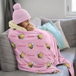 Personalisierte niedliche Biene weiche Decke mit Namen Baby Dusche Kindertag Geburtstag Geschenk für Kinder Frauen Mädchen