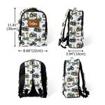 Personalised Green Tractor Design Kid Travel Backpack with Pen Case and Name Back to School  Birthday Gift for Boys Girls
