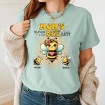 Personalized Multicolour Cute Bee Family 100% Cotton Adult Kid T-shirt with 1-10 Names Birthday Gift for Family