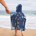 Personalisierte Hai Oktopus Wale Ozean Thema schnell trocknend Mikrofaser Kapuzen Strandtuch Poncho mit Namen Sommer Reise Wesentliche Geschenk für Ki