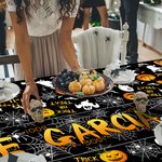 Personalized Trick or Treat Ghost Witch Pumpkin Spider Web Tablecloth with Text Halloween Party Decoration Holiday Gift for Family