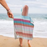 Personalised Vintage Colored Stripes Soft Quick Dry Kid Hooded Beach Towel with Name Summer Vacation Beach Accessories Gift for Kids