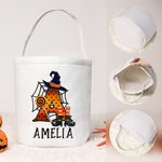 Personifierad återanvändbar pumpa, godis eller snacks namnpåse med handtag godis festtillbehör halloween present till barn