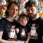 Personalized Cute Ghost Bat Kid Aldult T-shirt Baby Bodysuit Halloween Gift for Family Friend