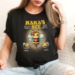 Personalized Multicolour Cute Bee Family 100% Cotton Adult Kid T-shirt with 1-10 Names Birthday Gift for Family