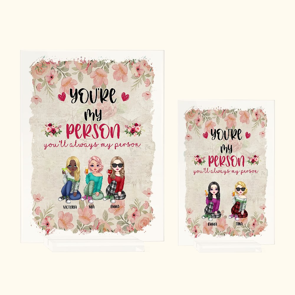 Personalizzato You Are My Person Vintage Rose Design Acrylic Plaque Desk Ornament Regalo di compleanno per amici