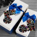 Personalized Mexican Floral Sugar Skull Gift Tags Stickers with Text Set of 24 Halloween Day of the Dead Decor Party Favors