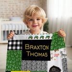 Couverture de Pouponnière Personnalisée avec Nom de Bébé Design Tracteur Agricole Cadeau d'Anniversaire Baby Shower Noël pour Enfant
