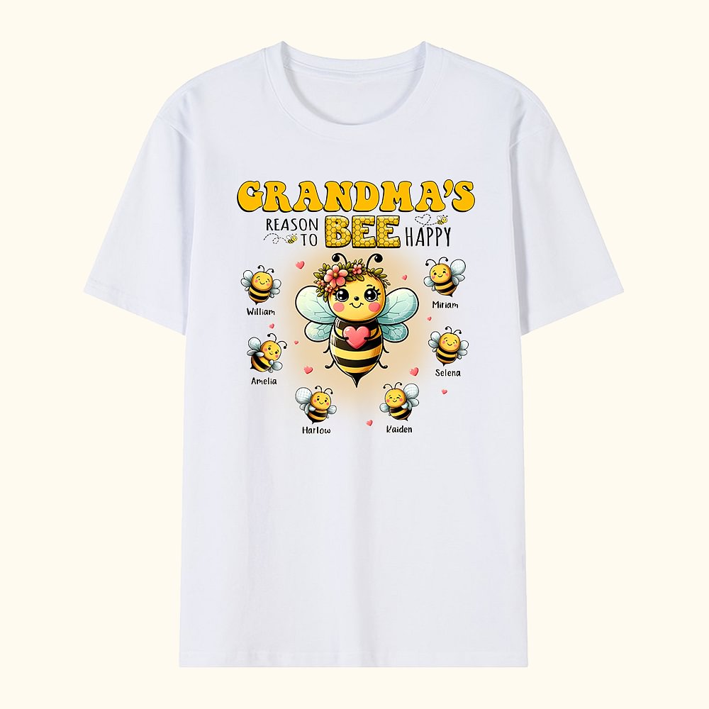 Personnalisé Multicolore Famille abeille mignonne 100% coton T-shirt adulte enfant avec 1-10 noms Cadeau d'anniversaire pour la famille