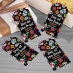 Personalized Mexican Floral Sugar Skull Gift Tags Stickers with Text Set of 24 Halloween Day of the Dead Decor Party Favors