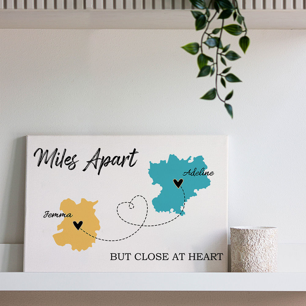 Personalized Long Distance State to State Map Canvas Wall Art Painting ...