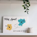 Personalisierte Long Distance Staat zu Staat Karte Leinwand Wandmalerei mit Namen Graduierung Freundschaft Abschiedsgeschenk für Familie Freund