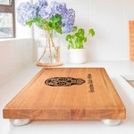 Personalized Sugar Skull Name Wooden Carving Cutting Board with Juice Groove and Grip Day of the Dead Housewarming Gift for Family Friend