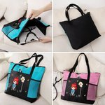 Personalisierte Cartoon Figur Tragetasche Oxford Tote Bag mit Namen und Geburtsblume Reise Urlaub Essentials Geburtstag Geschenk für Damen Mädchen