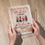 Personalizada Side by Side o Miles Apart Besties Vintage Rose Acrylic Placa Birthday Christmas Gift for Sisters Friends