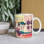 Personalized 1-3 Cartoon Fitness Girls Design 11oz Ceramic Mug with Name Gym Workout Birthday Gift for Sports Lovers