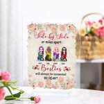 Personalizada Side by Side o Miles Apart Besties Vintage Rose Acrylic Placa Birthday Christmas Gift for Sisters Friends